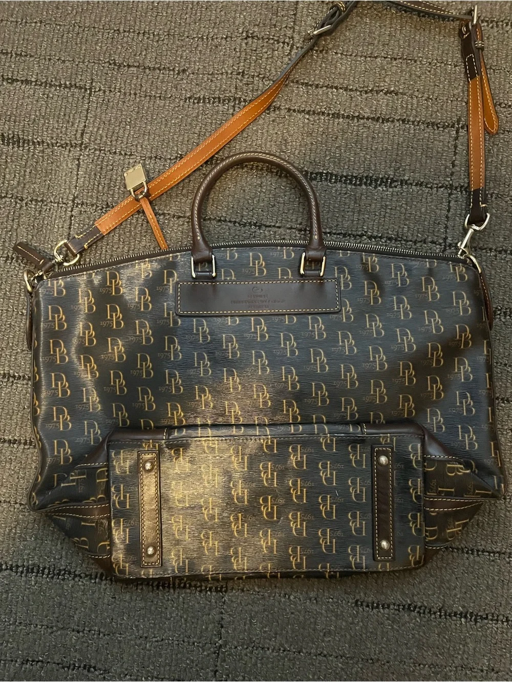 Classic leather Douney and bourke Monogram Satchel Shoulder Bag - Brown